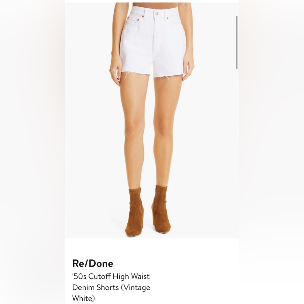 RE/Done - 50’s Denim Cutoff Shorts - White - Size 28